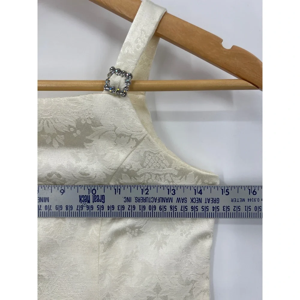 Jessica McClintock Girls 12 Vintage Cream‎ Brocade Formal Dress Rhinestone Party